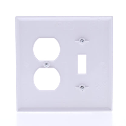 Eaton PJ18W White 2-Gang Toggle Duplex Outlet Unbreakable Nylon Wallplate Cover