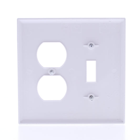 Eaton PJ18W White 2-Gang Toggle Duplex Outlet Unbreakable Nylon Wallplate Cover