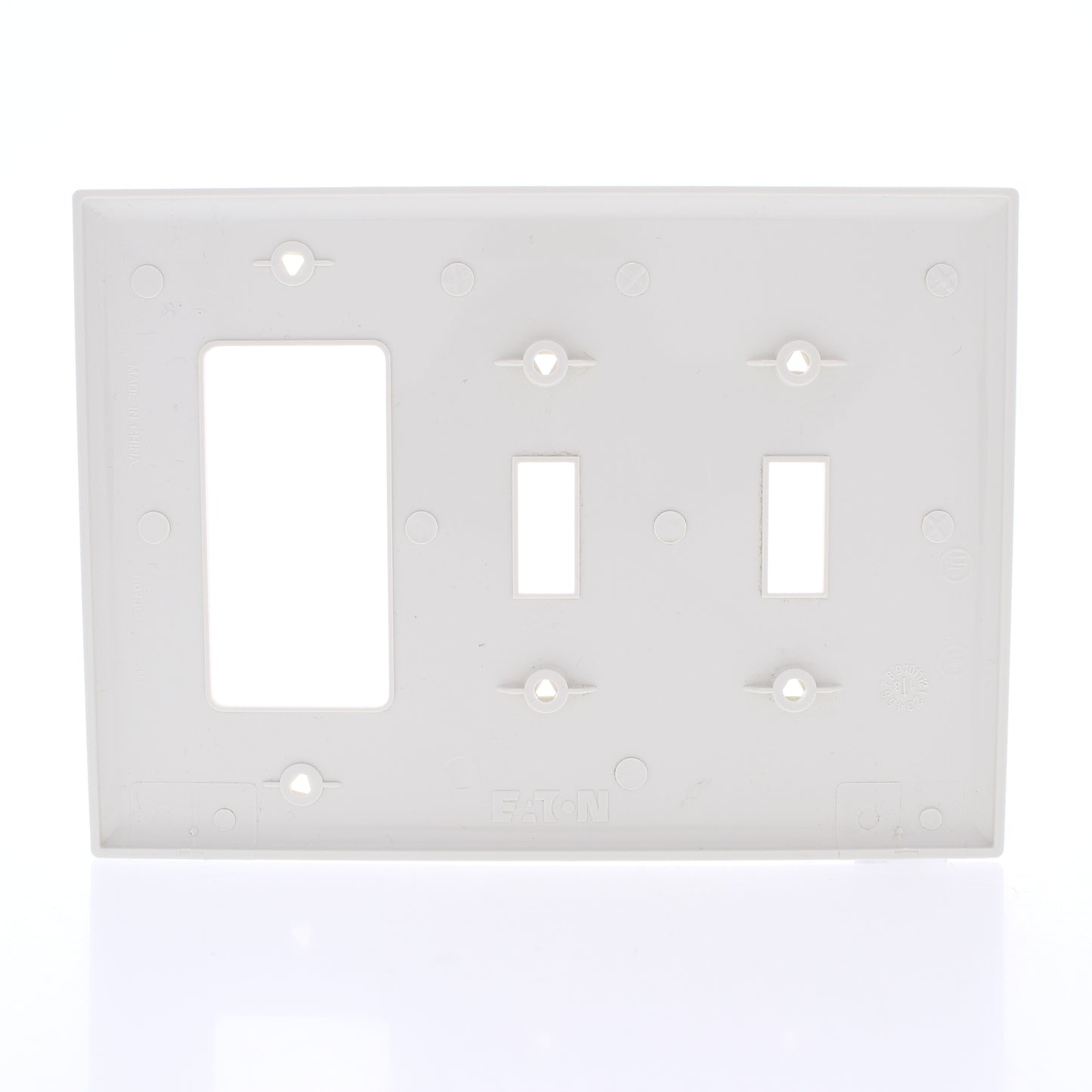 Eaton PJ226LA Lt Almond 3-Gang Toggle Decorator Unbreakable Mid-Size Wallplate