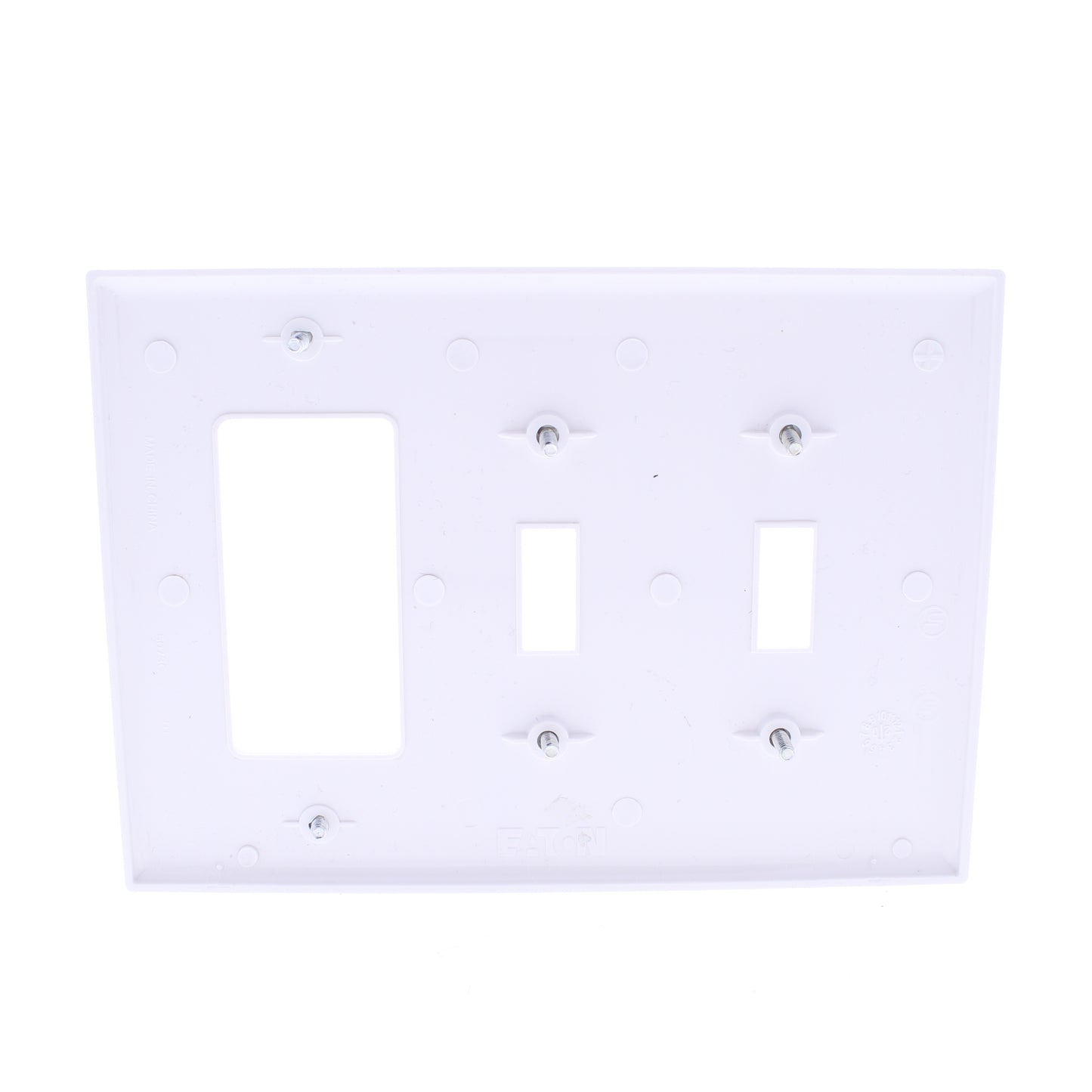 Eaton PJ226W White 3-Gang Toggle Decorator Unbreakable Mid-Size Wallplate Cover