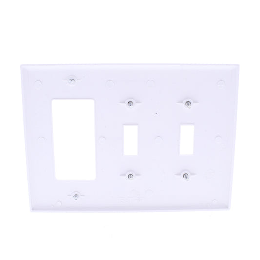 Eaton PJ226W White 3-Gang Toggle Decorator Unbreakable Mid-Size Wallplate Cover