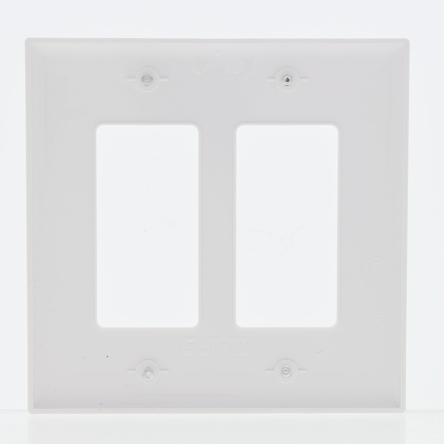 Eaton PJ262W White 2-Gang Decorator GFCI Unbreakable Mid-Size Wallplate Cover