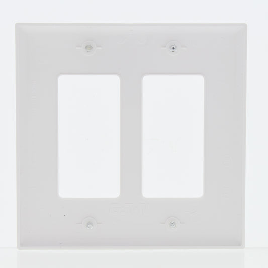 Eaton PJ262W White 2-Gang Decorator GFCI Unbreakable Mid-Size Wallplate Cover