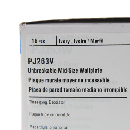 Eaton PJ263V Ivory 3-Gang Decorator GFCI Nylon Mid-Size Wallplate Cover 15-pack