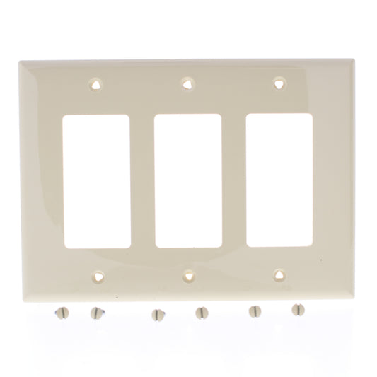Eaton PJ263V Ivory 3-Gang Decorator GFCI Unbreakable Mid-Size Wallplate Cover