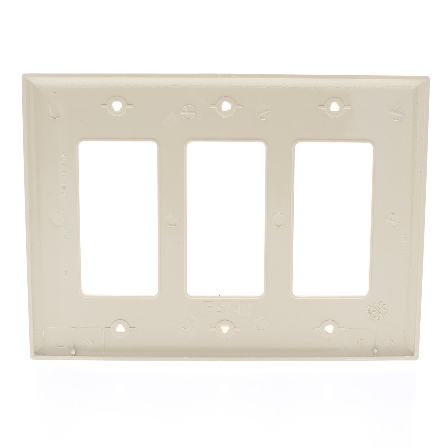 Eaton PJ263V Ivory 3-Gang Decorator GFCI Unbreakable Mid-Size Wallplate Cover