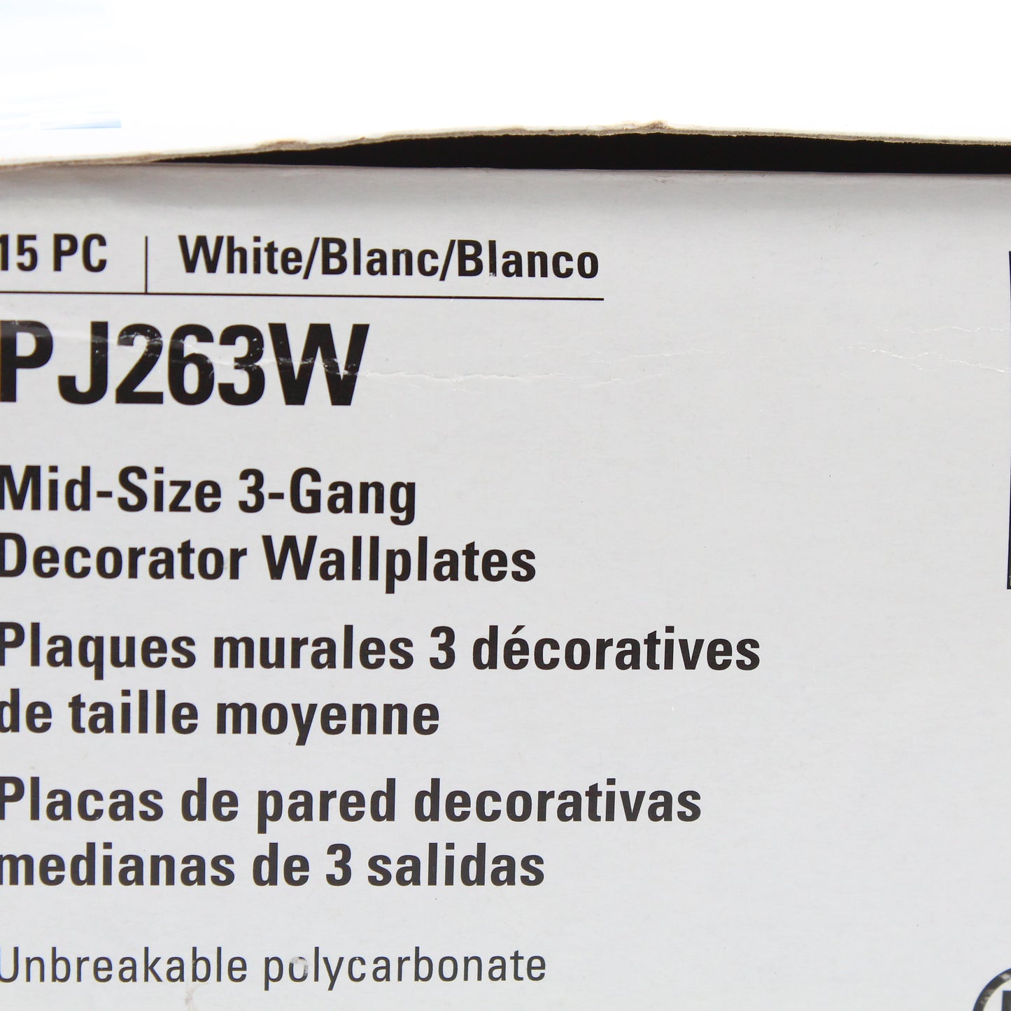 Eaton PJ263W White 3-Gang Decorator GFCI Nylon Mid-Size Wallplate Cover 15-pack