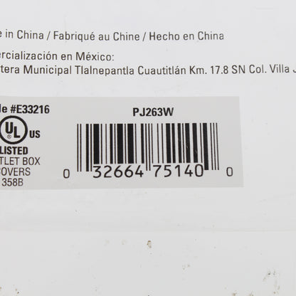 Eaton PJ263W White 3-Gang Decorator GFCI Unbreakable Mid-Size Wallplate Cover