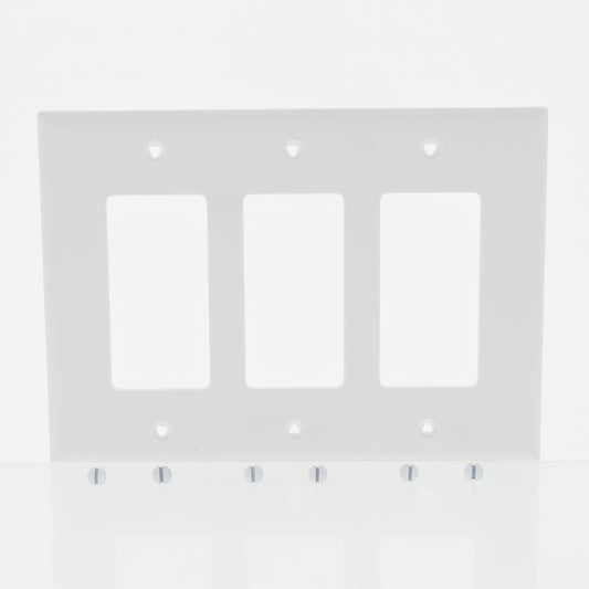 Eaton PJ263W White 3-Gang Decorator GFCI Unbreakable Mid-Size Wallplate Cover