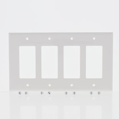 Eaton PJ264W White 4-Gang Decorator GFCI Unbreakable Mid-Size Wallplate Cover