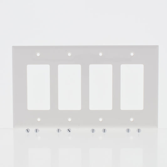 Eaton PJ264W White 4-Gang Decorator GFCI Unbreakable Mid-Size Wallplate Cover