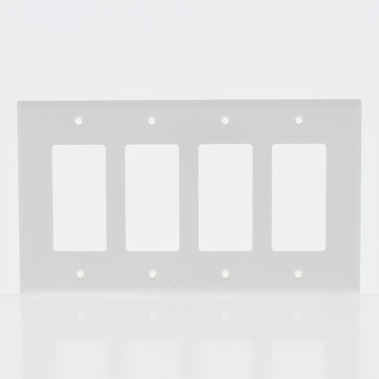 Eaton PJ264W White 4-Gang Decorator GFCI Unbreakable Mid-Size Wallplate Cover