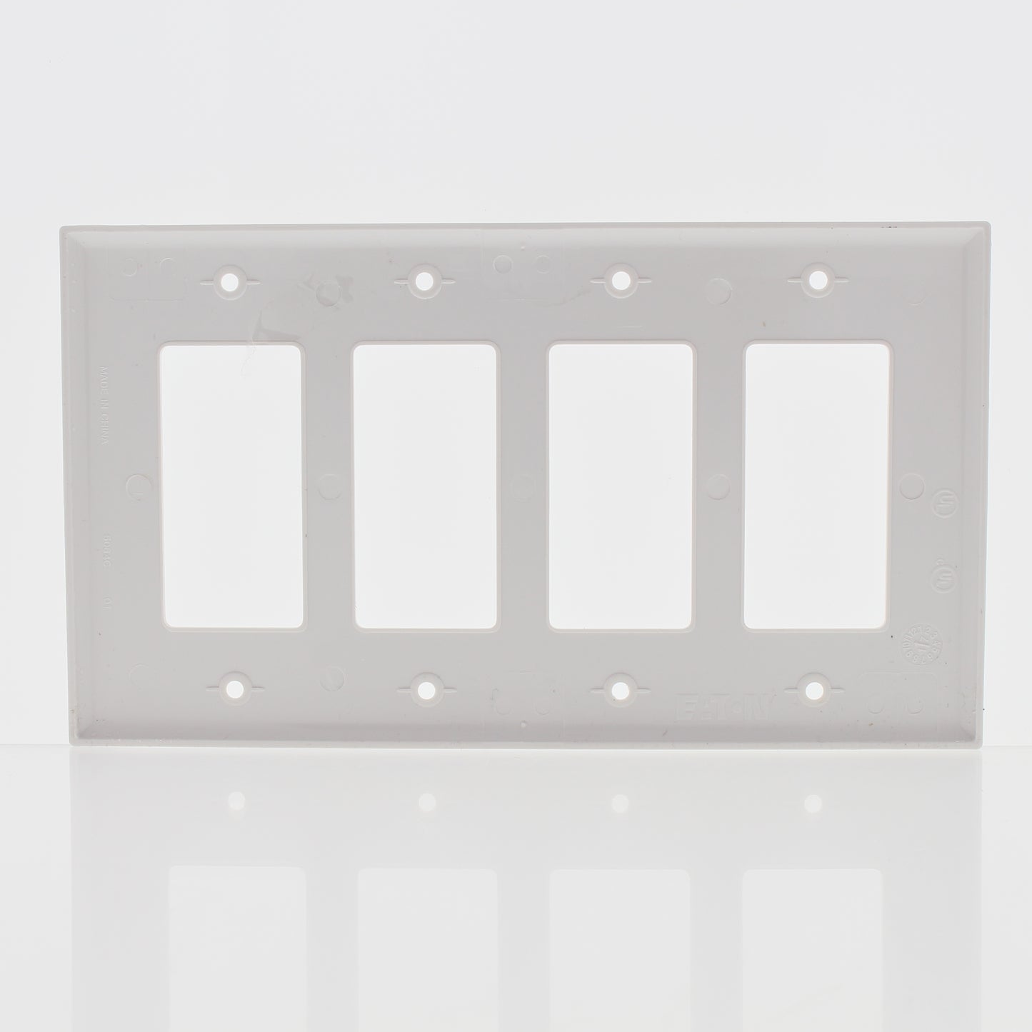 Eaton PJ264W White 4-Gang Decorator GFCI Unbreakable Mid-Size Wallplate Cover