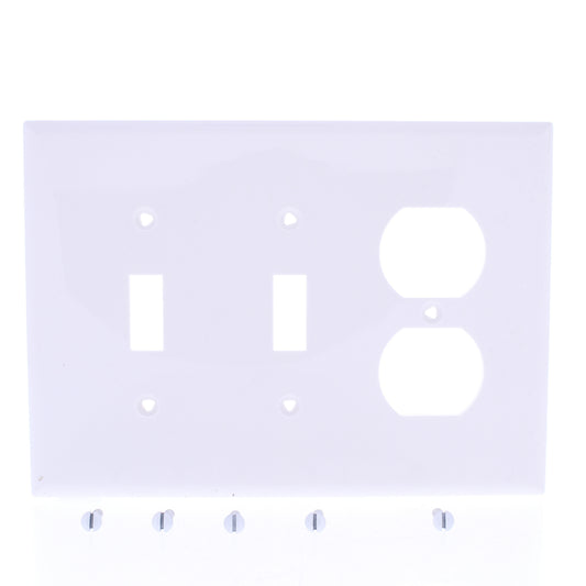 Eaton PJ28W White 3-Gang Toggle Duplex Outlet Unbreakable Nylon Wallplate Cover