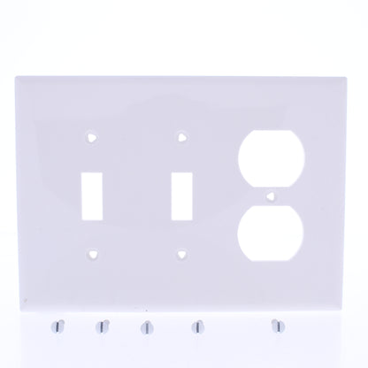 Eaton PJ28W White 3-Gang Toggle Duplex Outlet Unbreakable Nylon Wallplate Cover