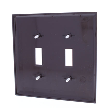 Eaton PJ2B Brown 2-Gang Toggle Switch Unbreakable Mid-Size Wallplate Nylon Cover