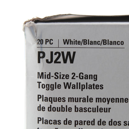 Eaton PJ2W White 2-Gang Toggle Unbreakable Nylon Mid-Size Wallplate Cover 20pcs