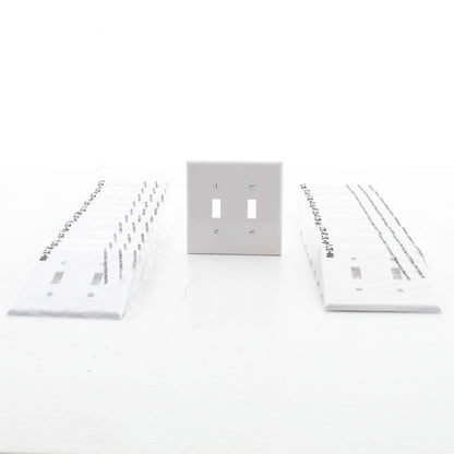 Eaton PJ2W White 2-Gang Toggle Unbreakable Nylon Mid-Size Wallplate Cover 20pcs