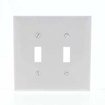 Eaton PJ2W White 2-Gang Unbreakable Toggle Switch Cover Mid-size Nylon Wallplate