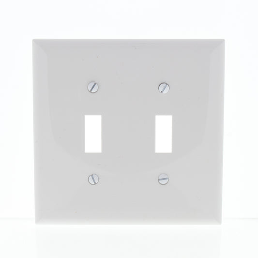 Eaton PJ2W White 2-Gang Unbreakable Toggle Switch Cover Mid-size Nylon Wallplate