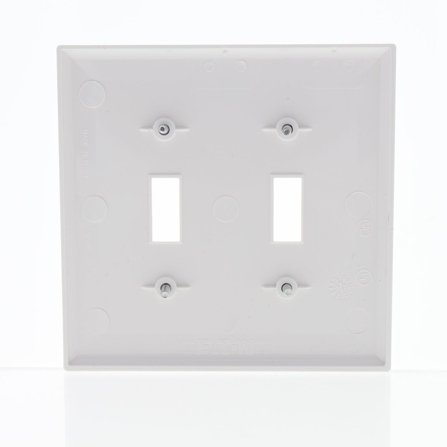 Eaton PJ2W White 2-Gang Unbreakable Toggle Switch Cover Mid-size Nylon Wallplate