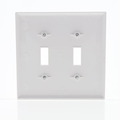 Eaton PJ2W White 2-Gang Unbreakable Toggle Switch Cover Mid-size Nylon Wallplate