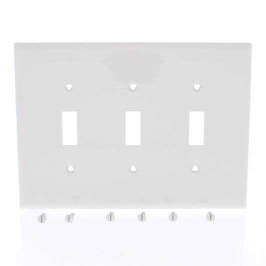 Eaton PJ3LA Lt Almond 3-Gang Toggle Unbreakable Nylon Mid-Size Wallplate Cover