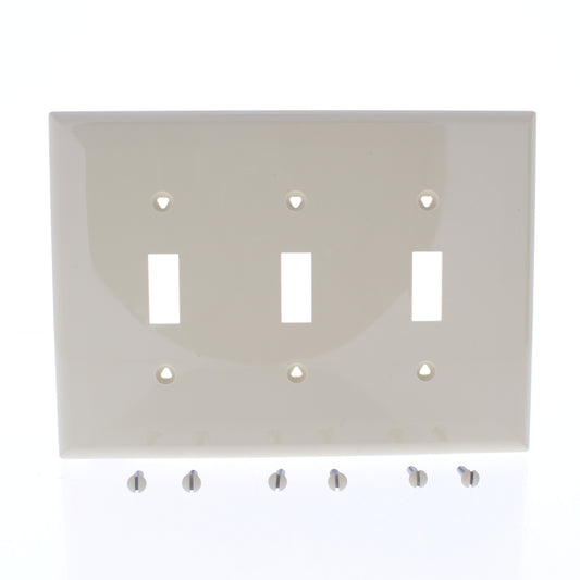 Eaton PJ3V Ivory 3-Gang Toggle Switch Unbreakable Mid-Size Wallplate Nylon Cover