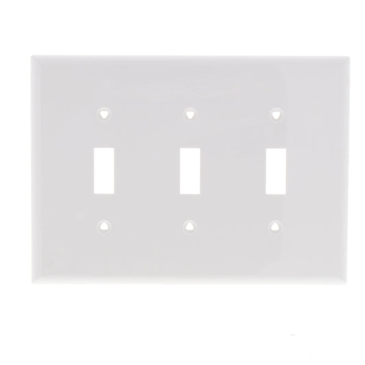 Eaton PJ3W White 3-Gang Toggle Switch Unbreakable Mid-Size Wallplate Nylon Cover