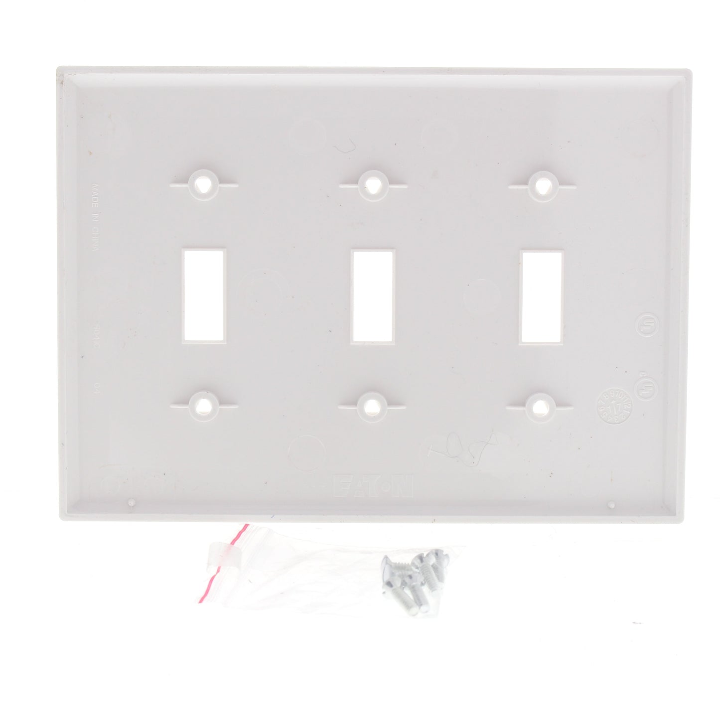 Eaton PJ3W White 3-Gang Toggle Switch Unbreakable Mid-Size Wallplate Nylon Cover