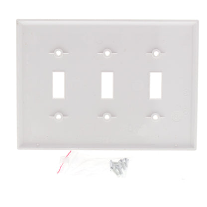 Eaton PJ3W White 3-Gang Toggle Switch Unbreakable Mid-Size Wallplate Nylon Cover
