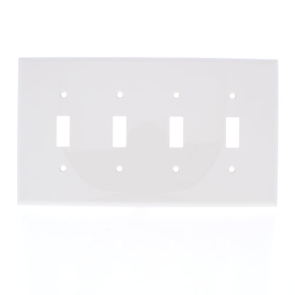 Eaton PJ4LA Lt Almond 4-Gang Toggle Unbreakable Nylon Mid-Size Wallplate Cover