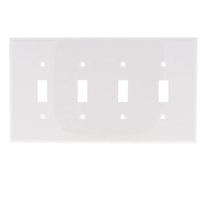 Eaton PJ4W White 4-Gang Toggle Switch Unbreakable Mid-Size Wallplate Nylon Cover