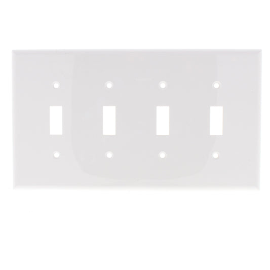 Eaton PJ4W White 4-Gang Toggle Switch Unbreakable Mid-Size Wallplate Nylon Cover
