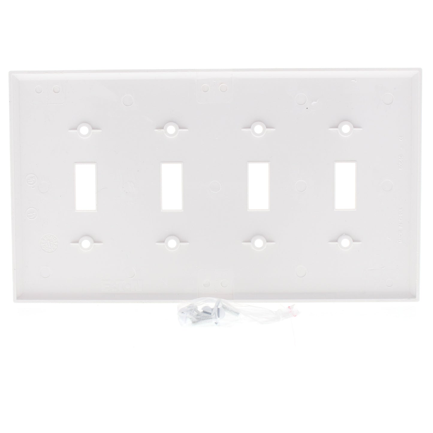 Eaton PJ4W White 4-Gang Toggle Switch Unbreakable Mid-Size Wallplate Nylon Cover