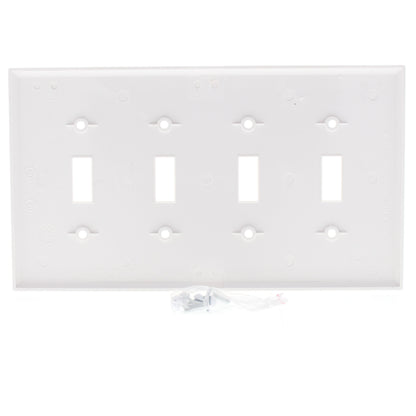 Eaton PJ4W White 4-Gang Toggle Switch Unbreakable Mid-Size Wallplate Nylon Cover