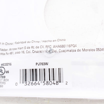 Eaton PJ703W White 2-Gang 2.15" Dia Outlet Unbreakable Mid-Size Wallplate Cover
