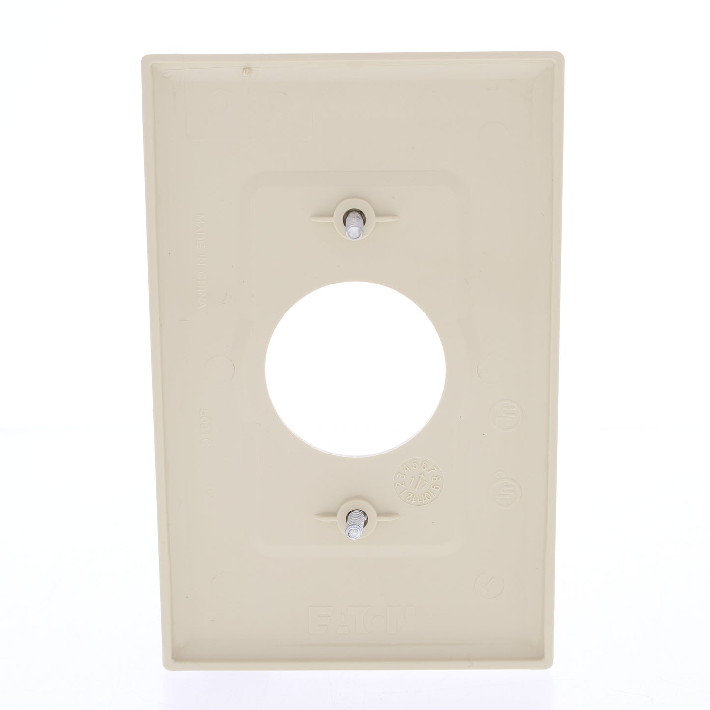 Eaton PJ7V Ivory 1-Gang 1.406" Outlet Unbreakable Nylon Mid-Size Wallplate Cover