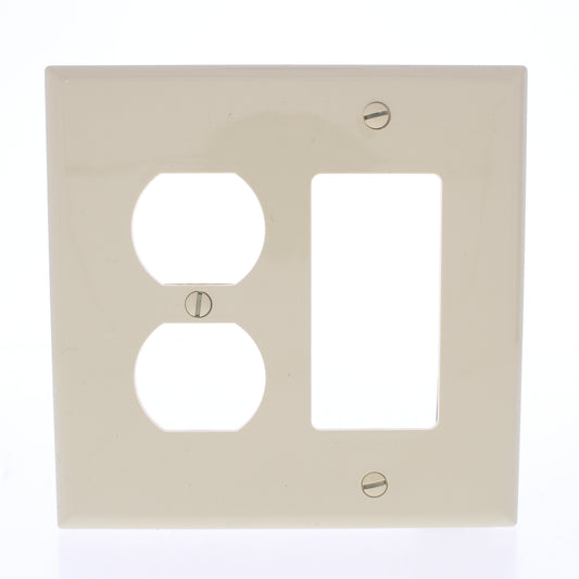 Eaton PJ826V Ivory 2-Gang Duplex Outlet Decorator GFCI Mid-Size Nylon Wallplate