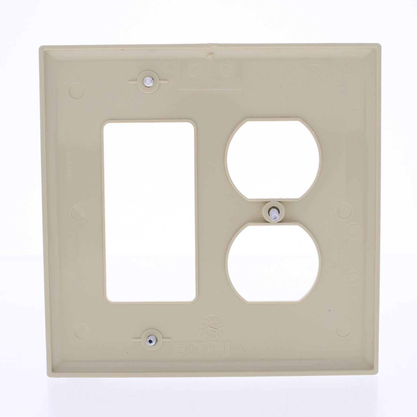 Eaton PJ826V Ivory 2-Gang Duplex Outlet Decorator GFCI Mid-Size Nylon Wallplate