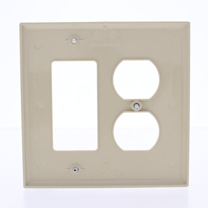 Eaton PJ826V Ivory 2-Gang Duplex Outlet Decorator GFCI Mid-Size Nylon Wallplate