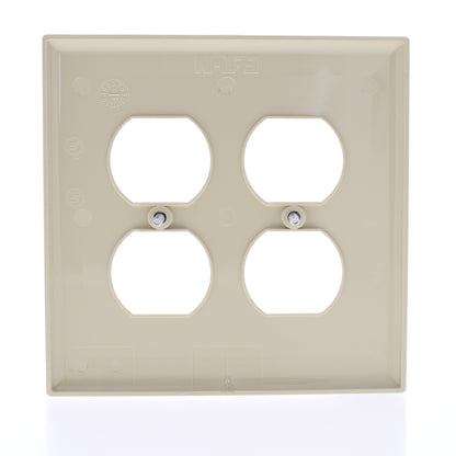 Eaton PJ82V Ivory 2-Gang Duplex Outlet Unbreakable Nylon Mid-Size Wallplate