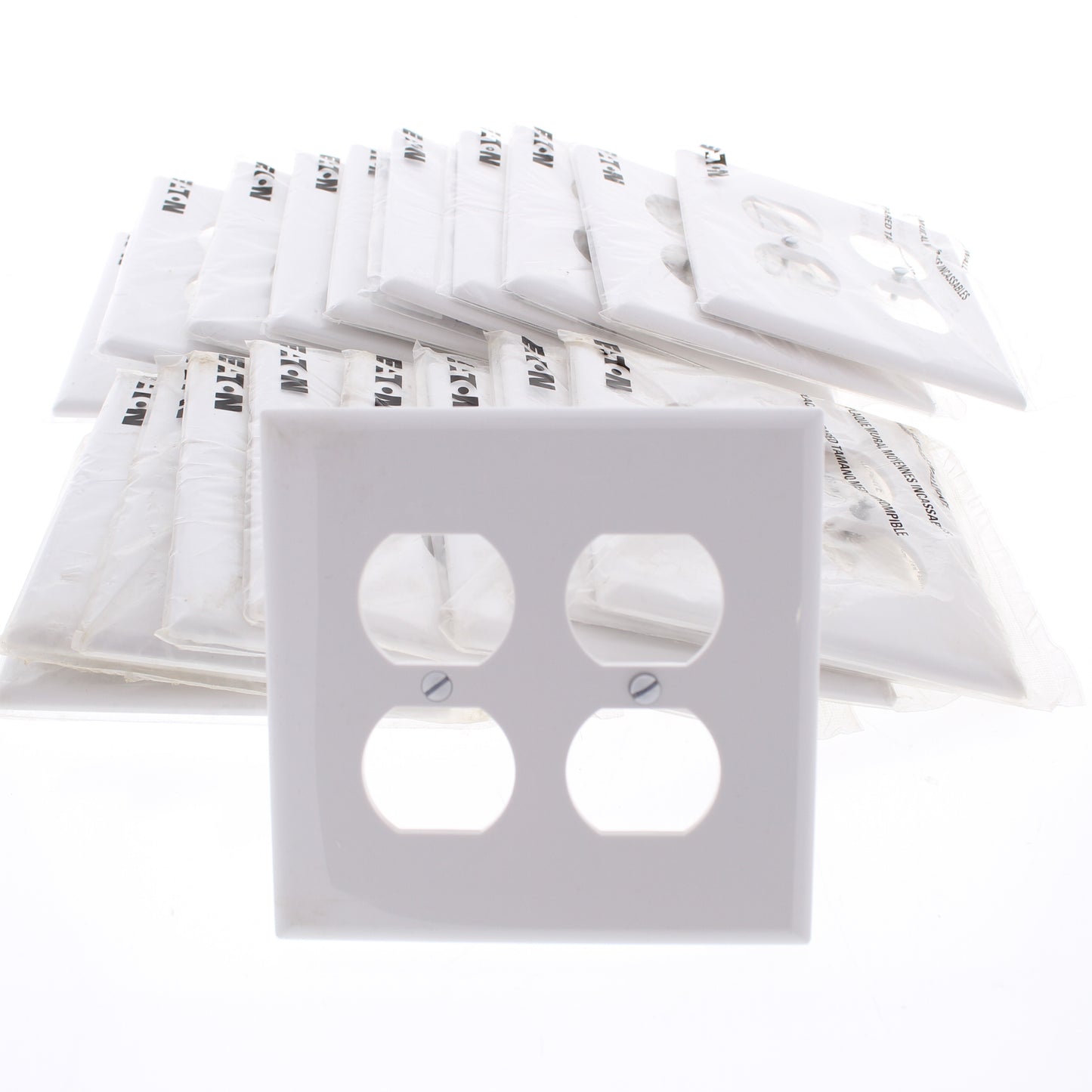 Eaton PJ82W White 2-Gang Duplex Outlet Unbreakable Mid-Size Wallplates 20pcs