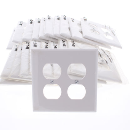 Eaton PJ82W White 2-Gang Duplex Outlet Unbreakable Mid-Size Wallplates 20pcs