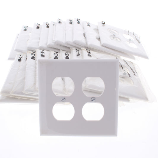 Eaton PJ82W White 2-Gang Duplex Outlet Unbreakable Mid-Size Wallplates 20pcs