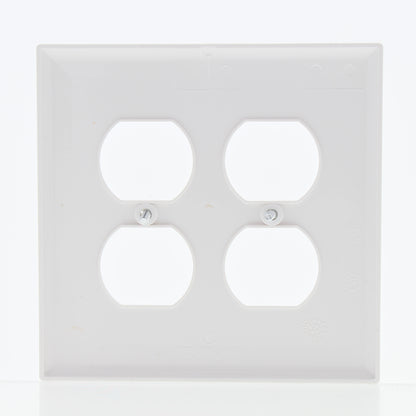 Eaton PJ82W White 2-Gang Duplex Outlet Unbreakable Nylon Mid-Size Wallplate