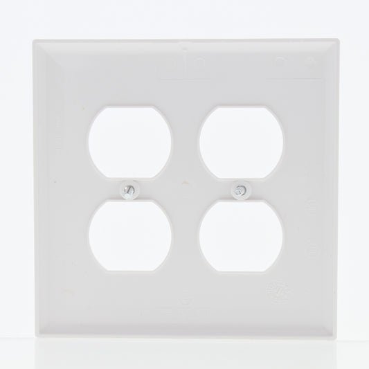 Eaton PJ82W White 2-Gang Duplex Outlet Unbreakable Nylon Mid-Size Wallplate