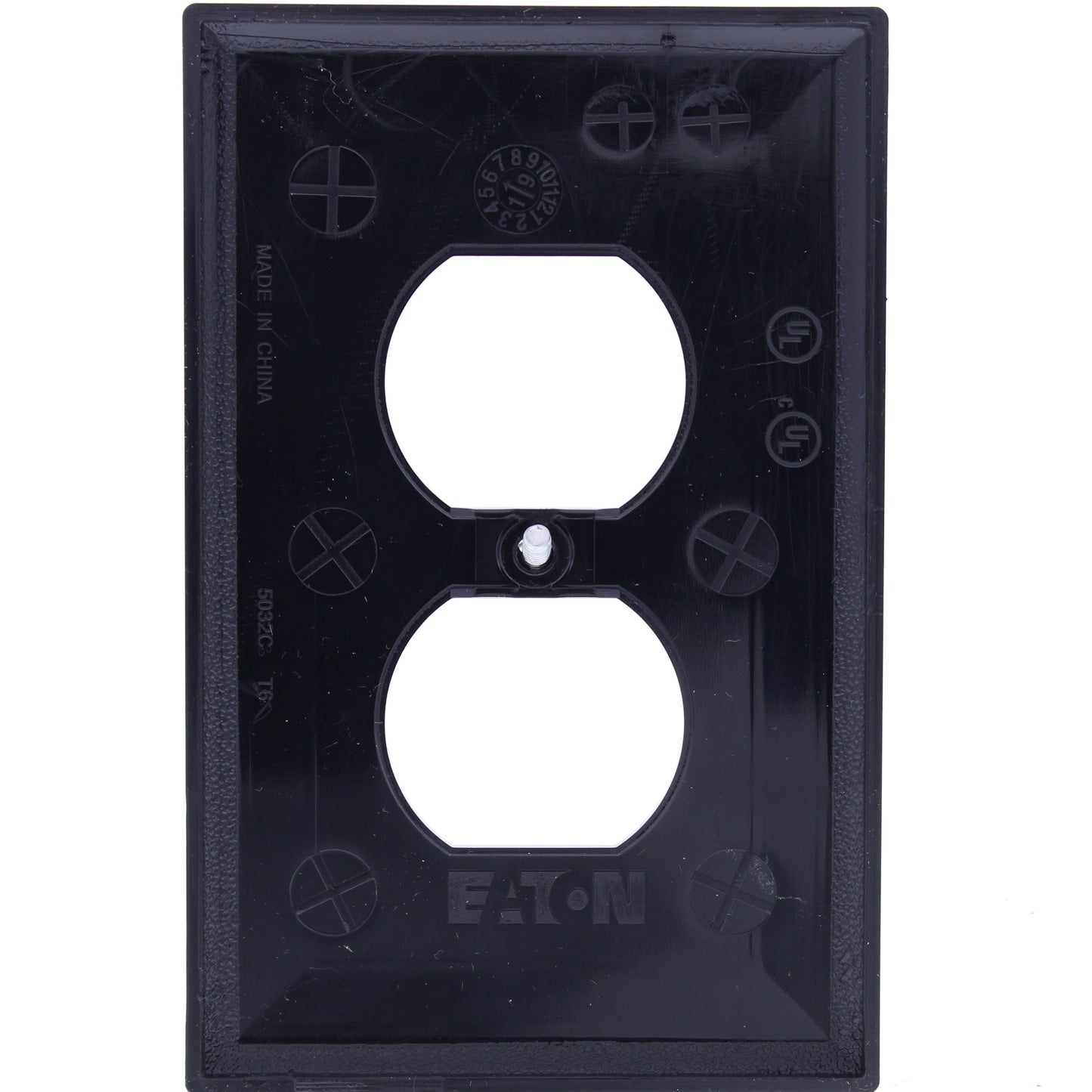Eaton PJ8BK Black 1-Gang Duplex Receptacle Nylon Wallplate Outlet Mid-Size Cover