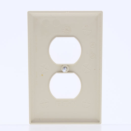 Eaton PJ8V Ivory 1-Gang Duplex Outlet Unbreakable Mid-Size Wallplate Nylon Cover