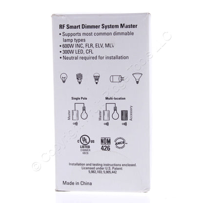 Eaton RF9540-NDW White Z-Wave Dimmer Switch Master LED CFL 300W Neutral Required